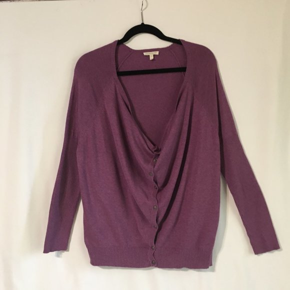 Eileen Fisher Lavender Drop Neck Cardigan - Picture 2 of 8